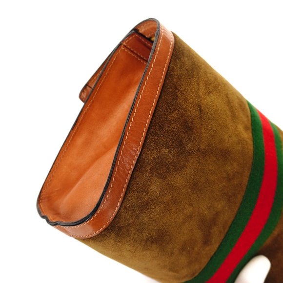 Vintage GUCCI GG Interlock Web Suede Leather Travel Toiletry Bag - Picture 4 of 9